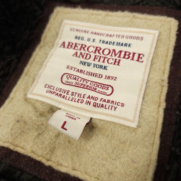 VINTAGE 90s Abercrombie Wolf Jaw Jacket Fur Y2k Spell Out Logo Distressed Grunge - Picture 2 of 12